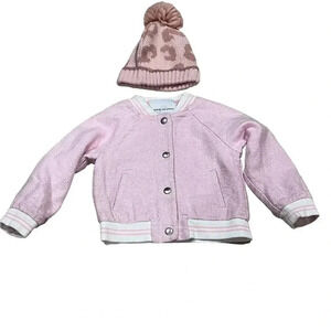 Janie & Jack Girls Pink Metallic Tweed Jacket & Capelli Hat